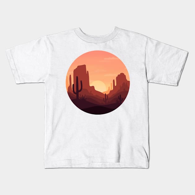 Desert Cactus Landscape Minimalistic Kids T-Shirt by AlmightyClaire